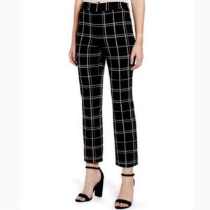 Leith Black White Plaid Cropped Flare Pants